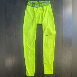 Nike Kids Neon Yellow Leggings Tights Size Small